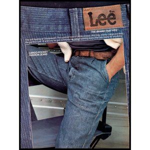 1984 Lee Cargo Pocket Blue Jeans Vintage Print Ad Wall Art Photo